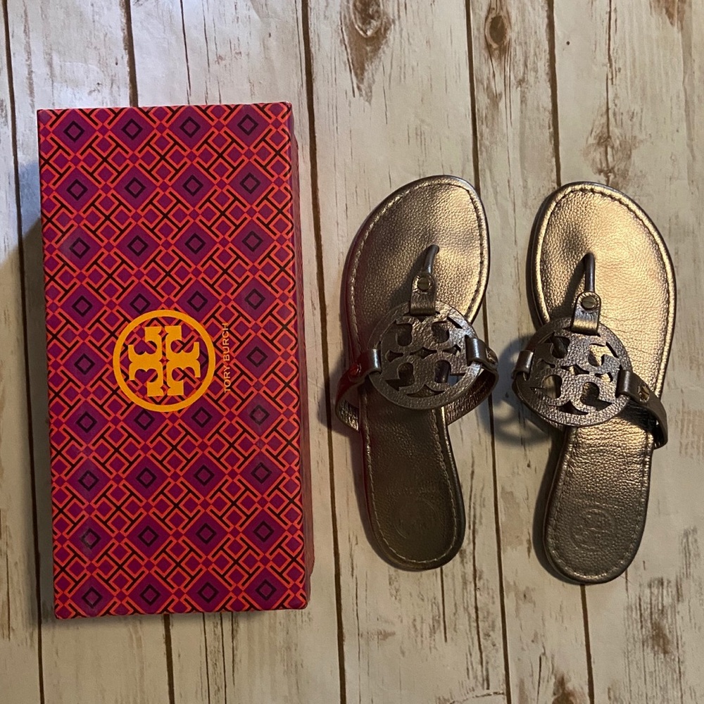 Tory Burch Miller sandals in silver leather